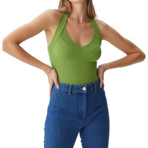 Urban Outfitters Silence + Noise NWT Green Ribbed Halter Top Size M